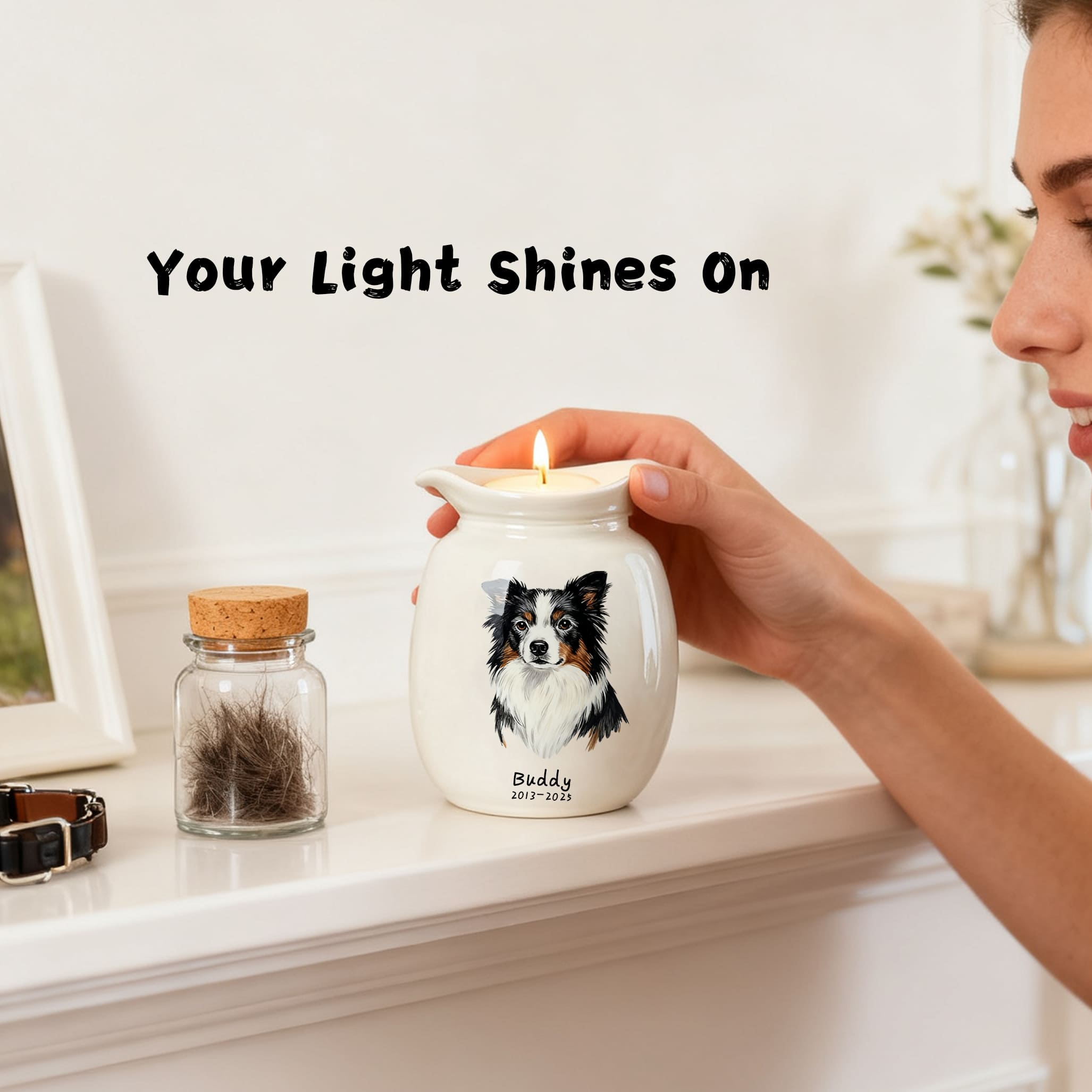 Cat Urn with Picture & Candle Holder-YY07