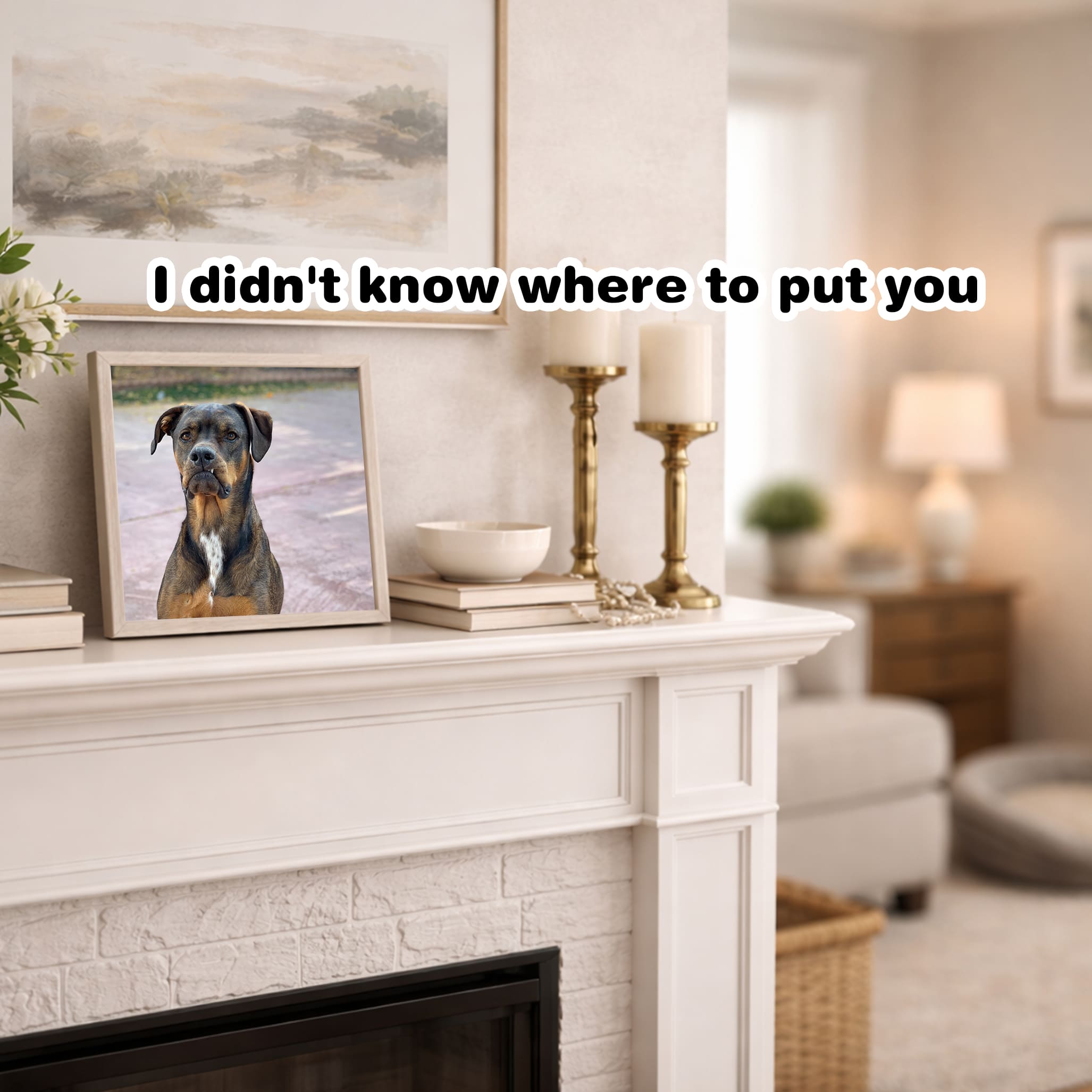 Ceramic Dog Urn Custom with Figurine & Text-R06