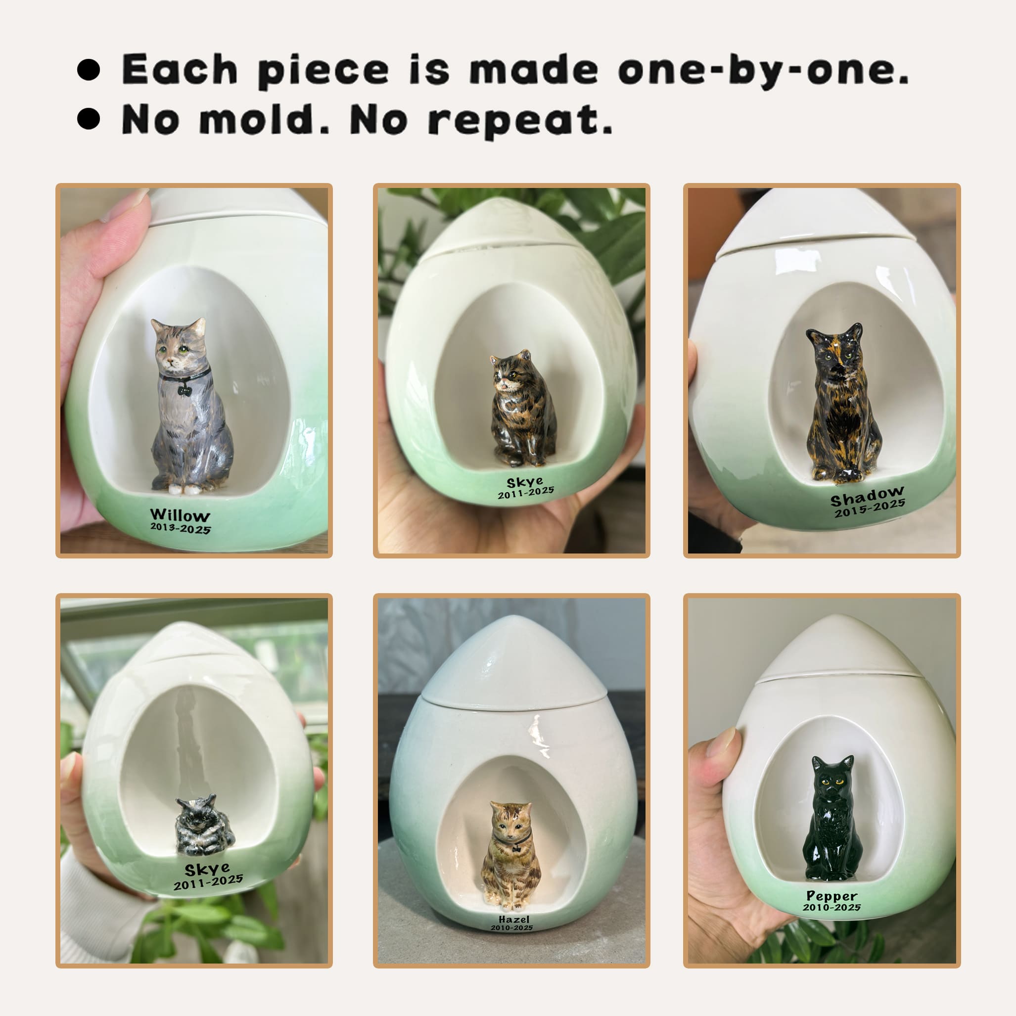 Custom Cat Urn for Ashes with Sculpted Figurine