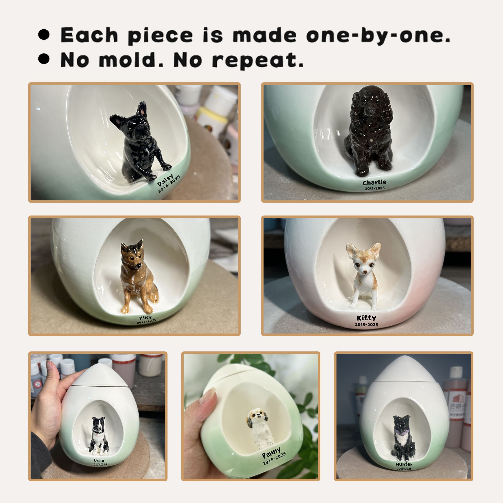 Dog Urn Large with Name & Date-W02