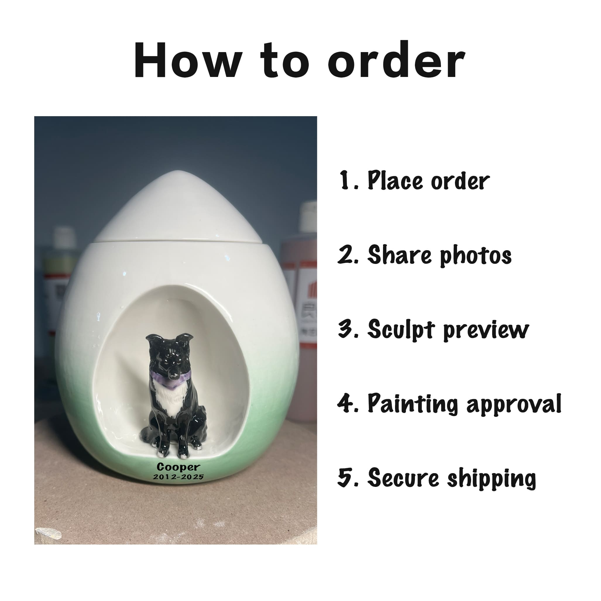 Dog Urn Large with Name & Date-W02