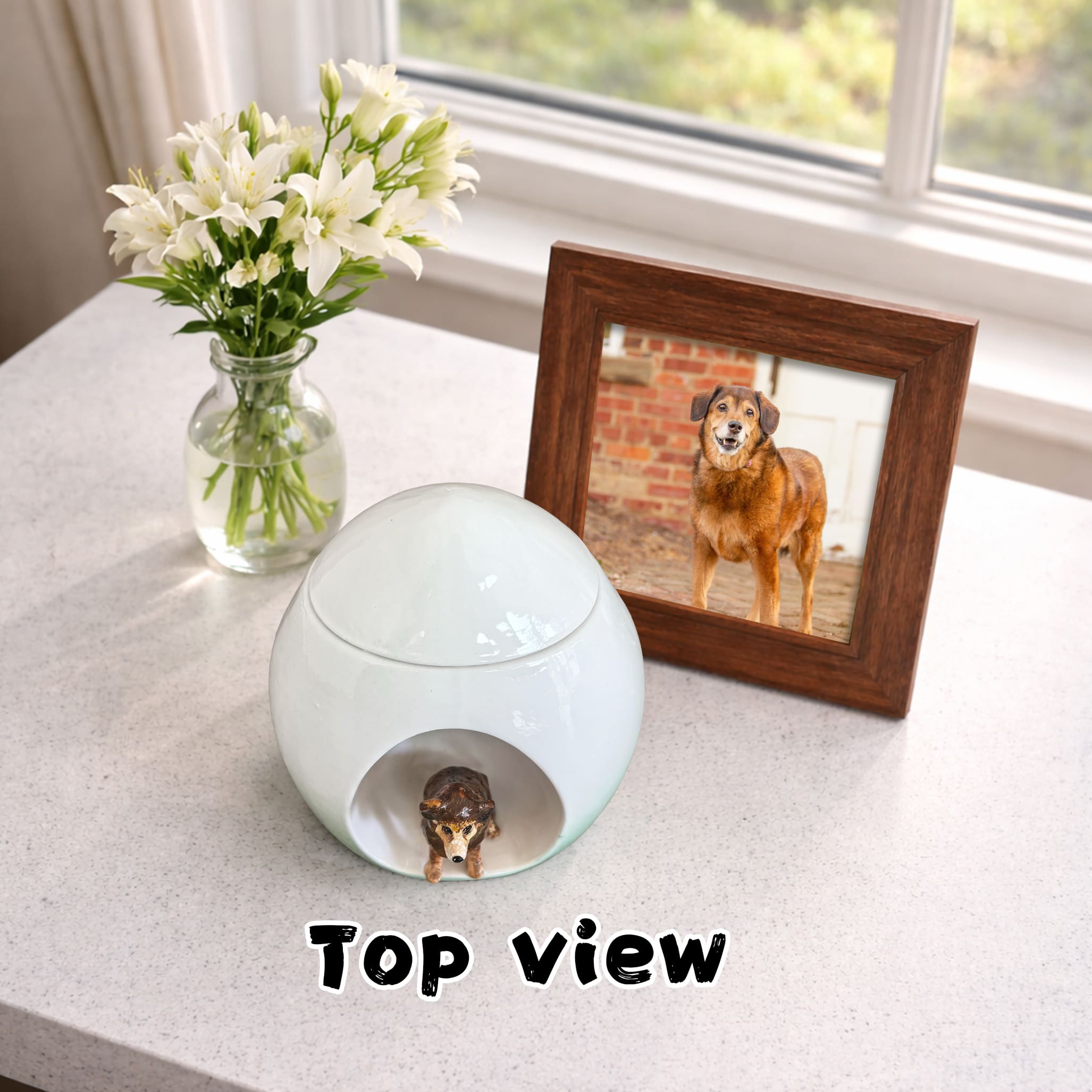 Dog Urn Large with Name & Date-W02