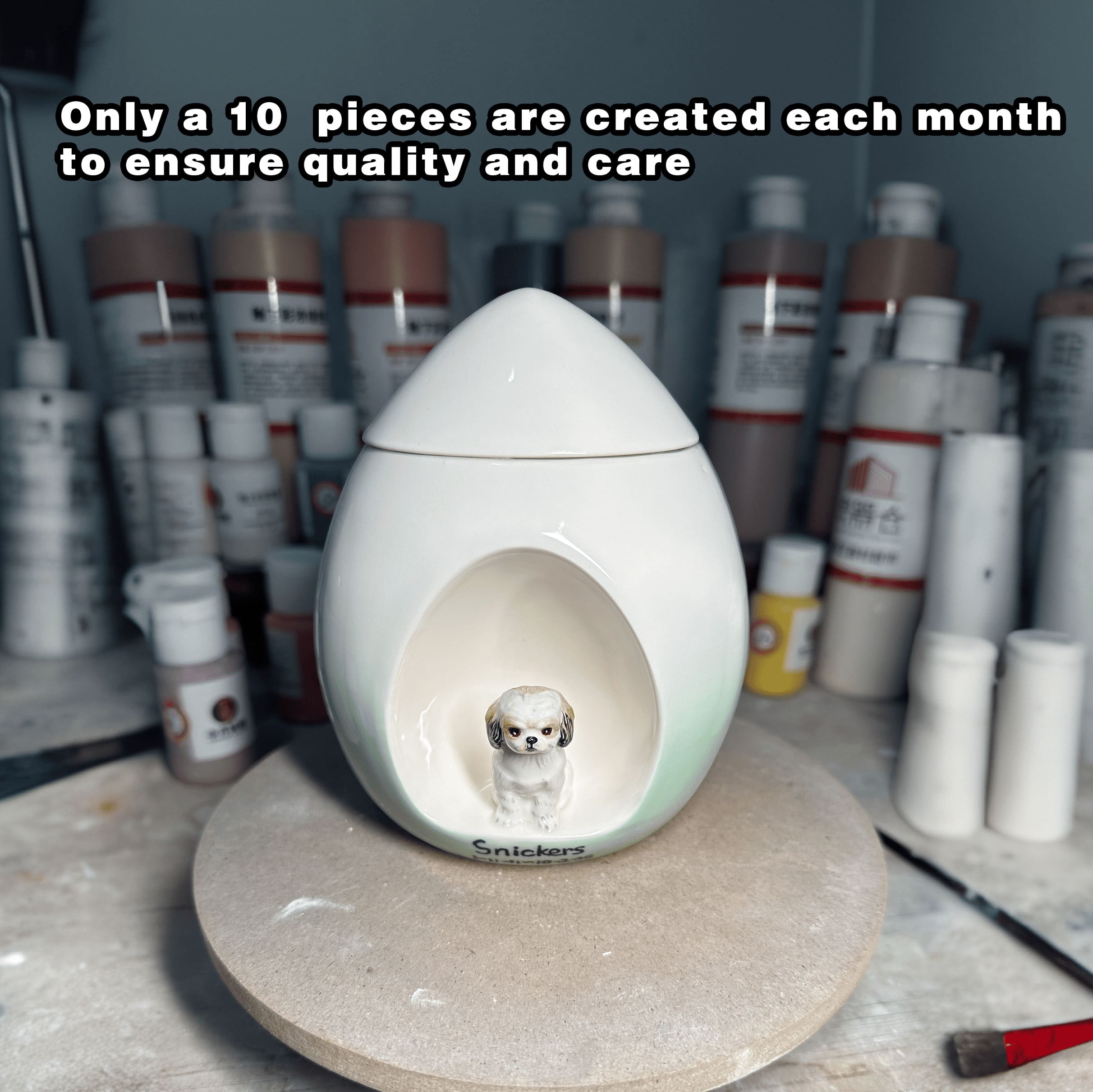 Dog Urn Large with Name & Date-W02