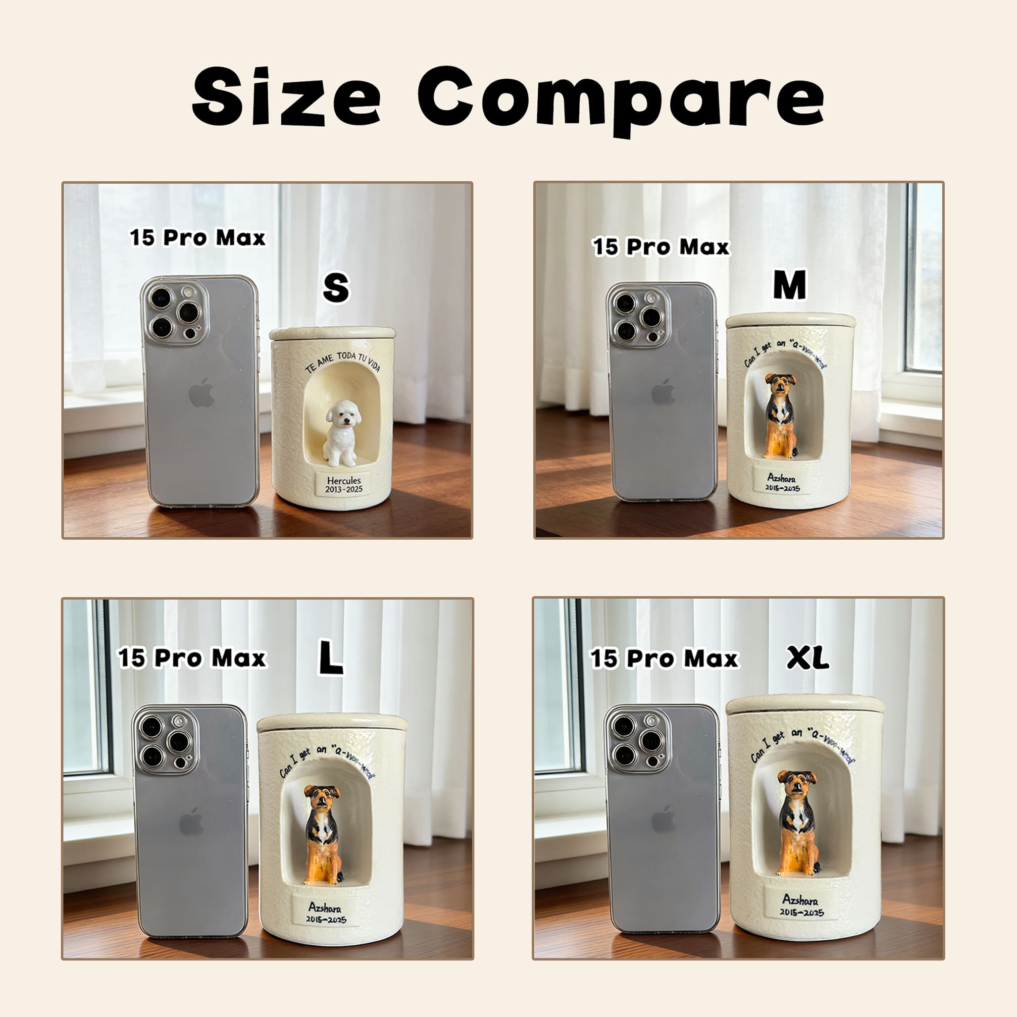 Ceramic Dog Urn Custom with Figurine & Text-R06