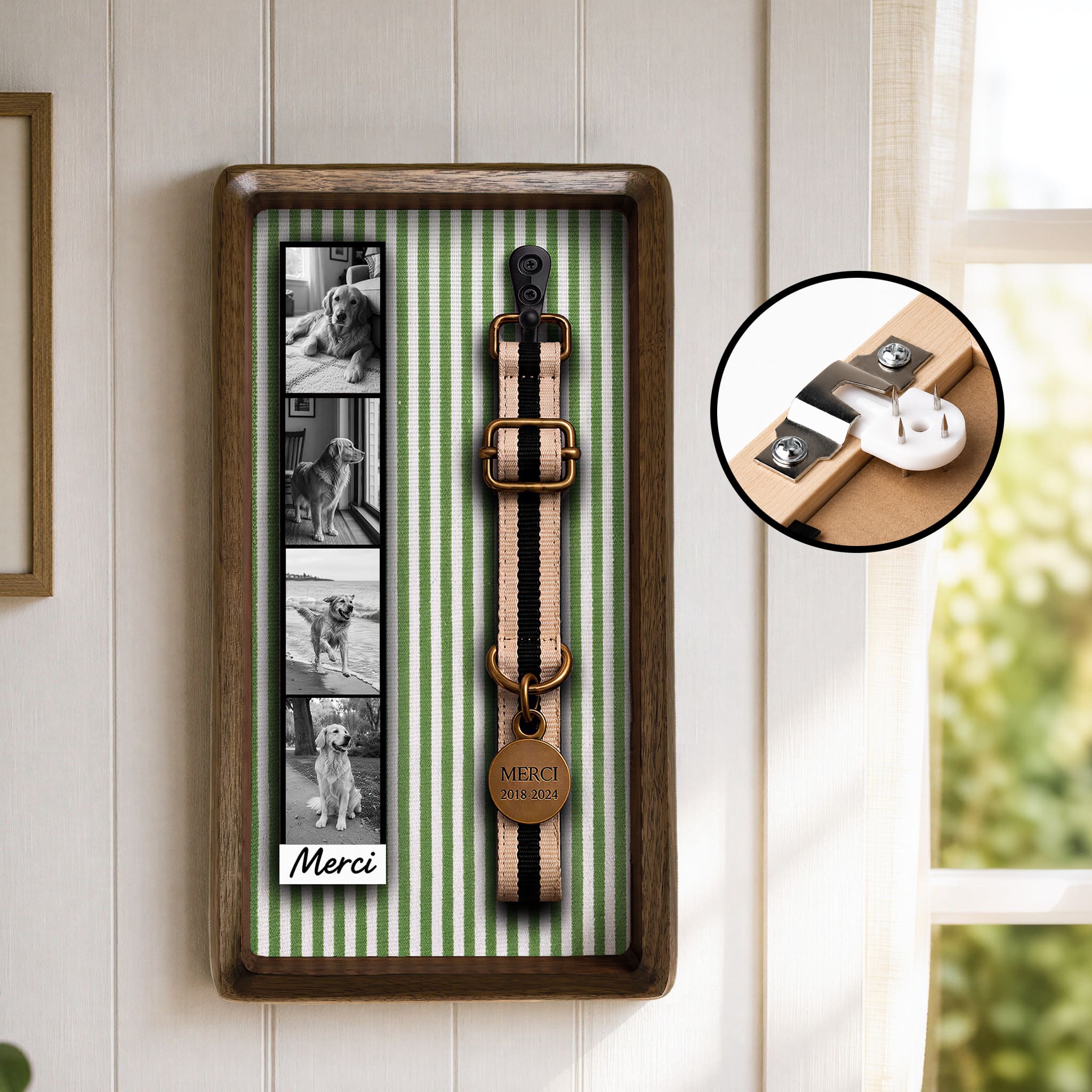 Dog Collar Memorial Frame for Photo Strip & Keepsake Display