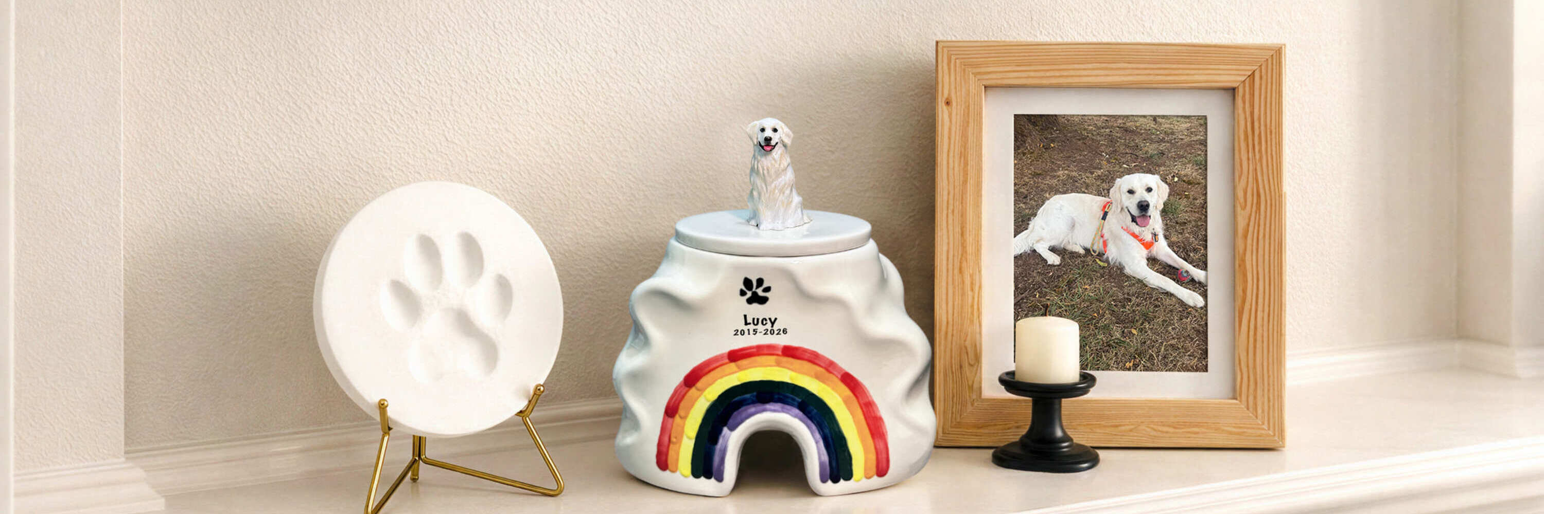 Dog urn statue for ashes – personalized dog memorial sculpture