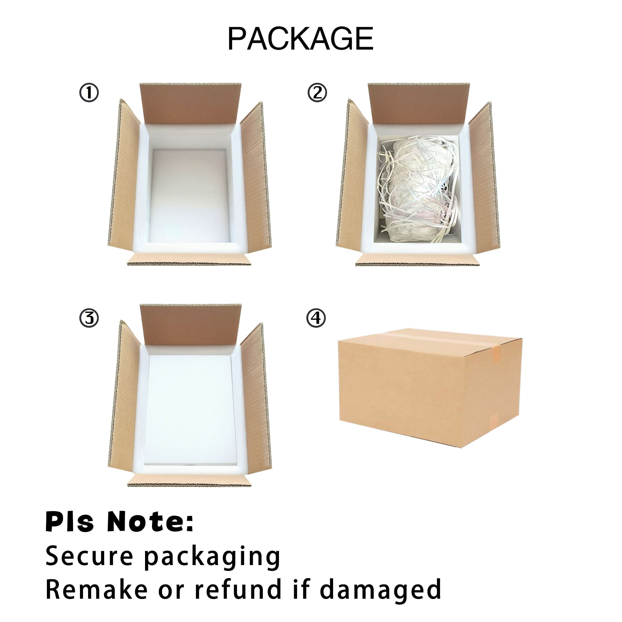 Package diagram for double pet urn showing boxed inserts and contents.