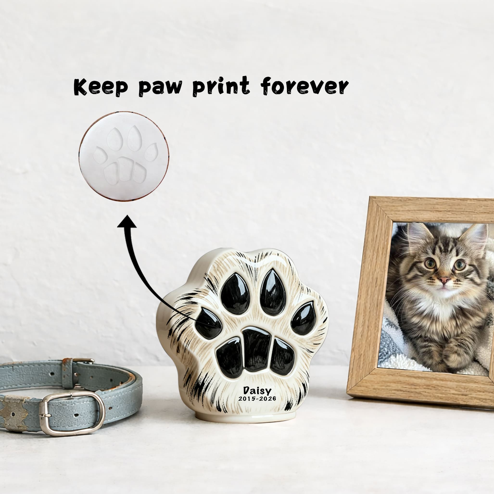 Ceramic Pet Urn-Minimal Dog Urn with Paw Print-PP04