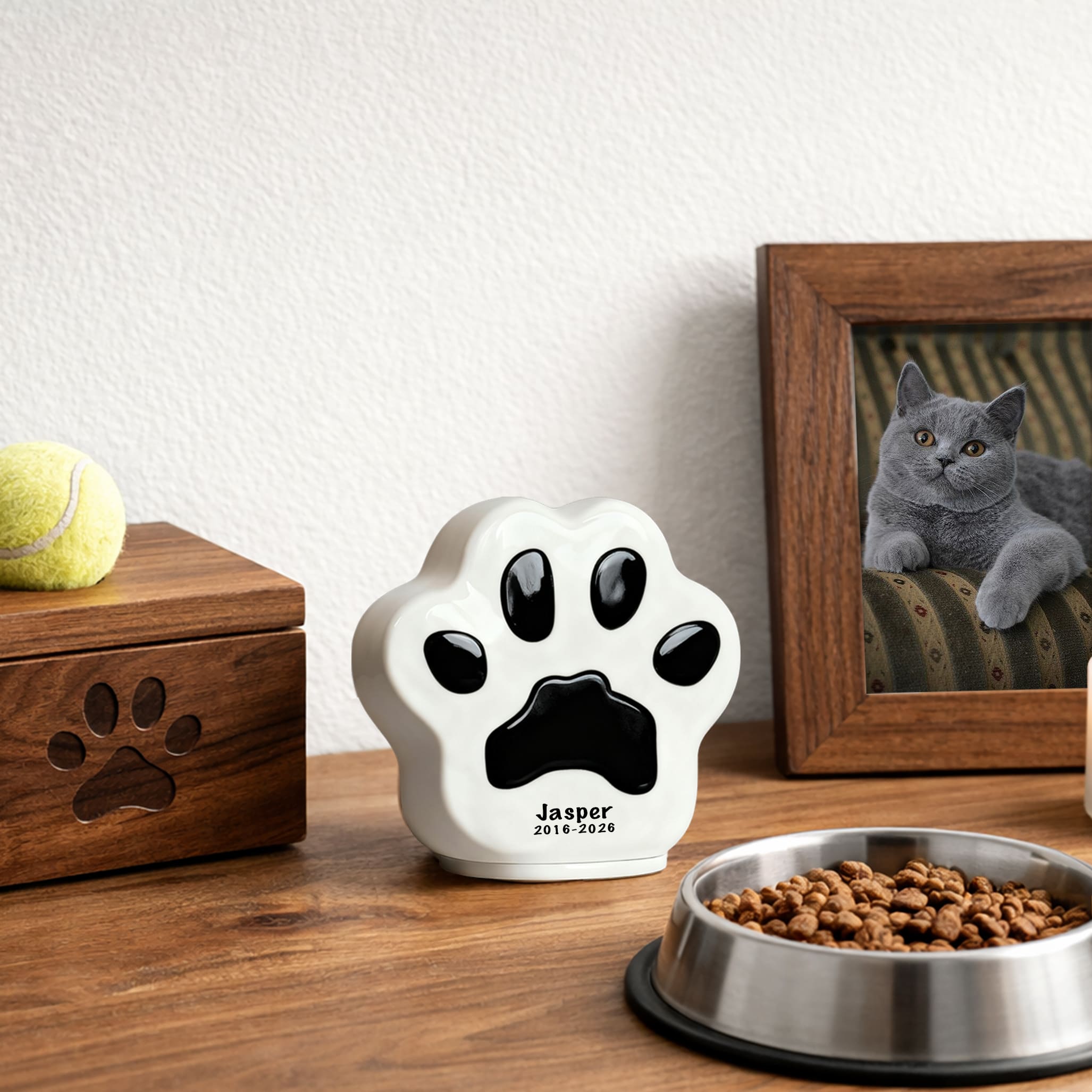 Personalized Dog Urn with Paw Print – Ceramic Pet Urn with Name-PP01