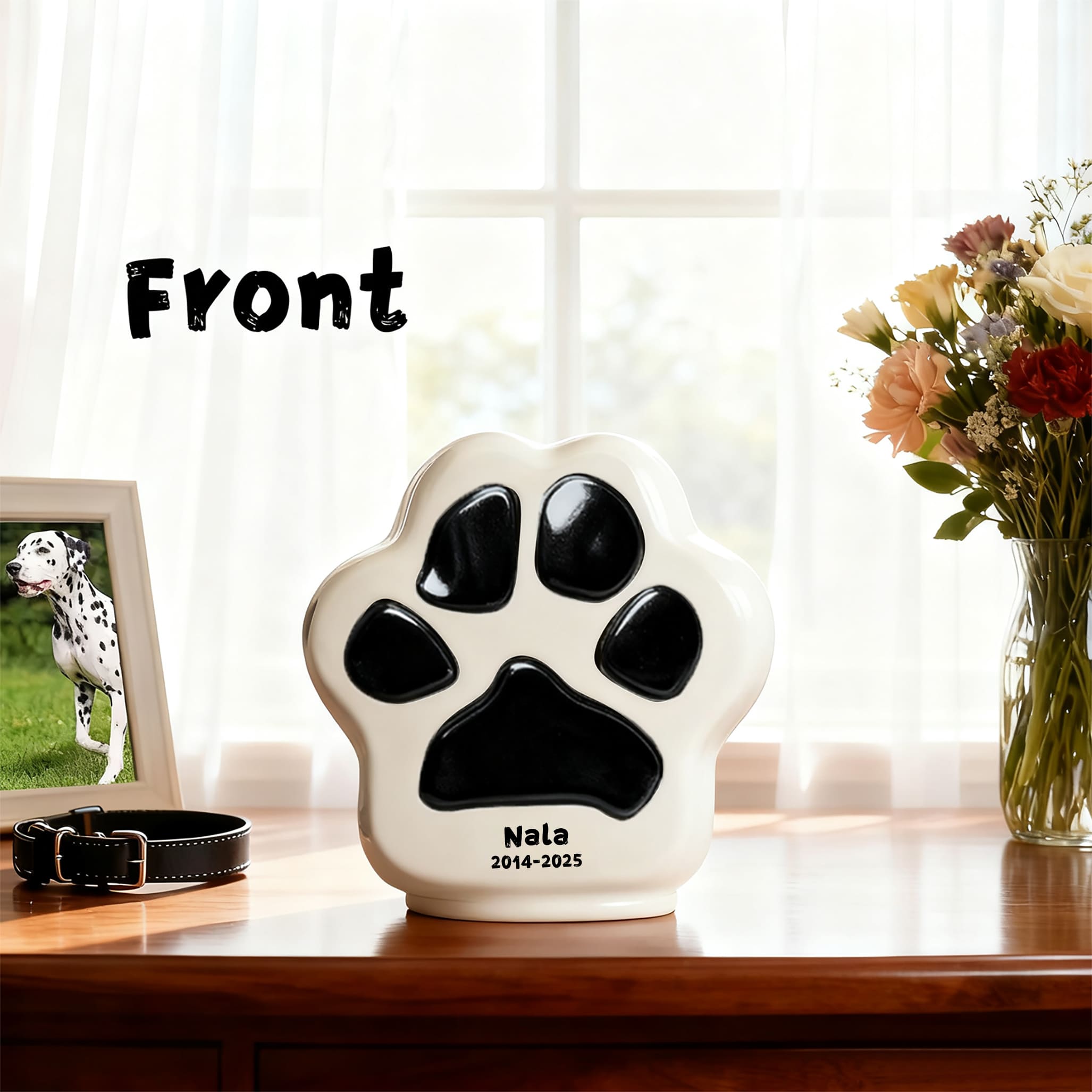 Personalized Dog Urn with Paw Print – Ceramic Pet Urn with Name-PP01
