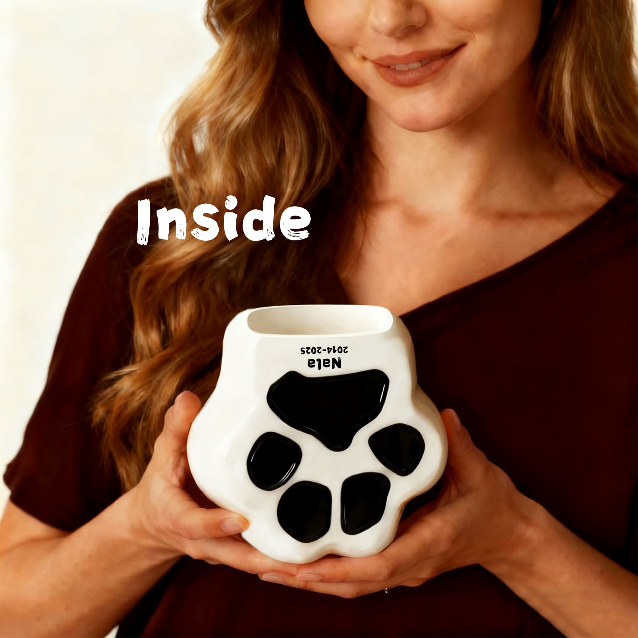 Personalized Dog Urn with Paw Print – Ceramic Pet Urn with Name-PP01