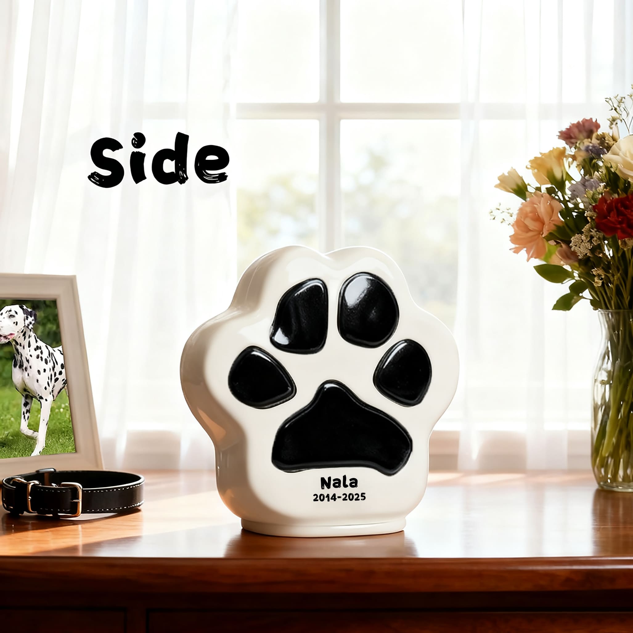 Personalized Dog Urn with Paw Print – Ceramic Pet Urn with Name-PP01