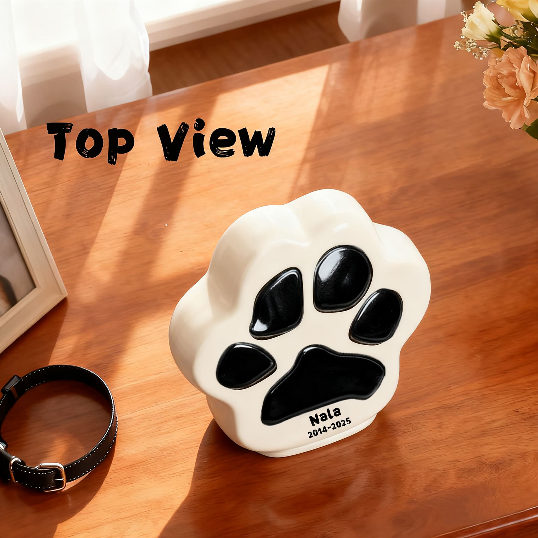 Personalized Dog Urn with Paw Print – Ceramic Pet Urn with Name-PP01