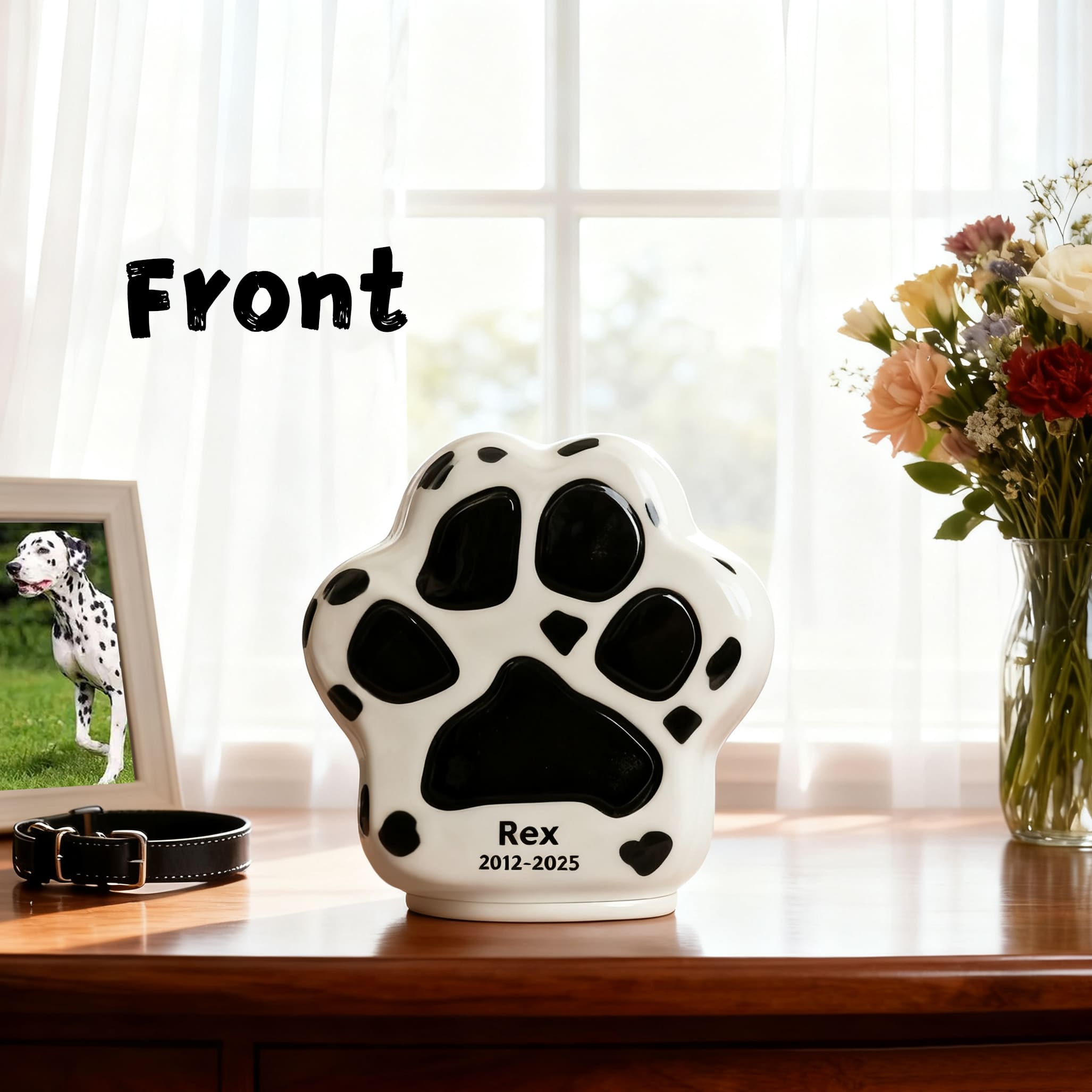 Ceramic Pet Urn-Minimal Dog Urn with Paw Print-PP04