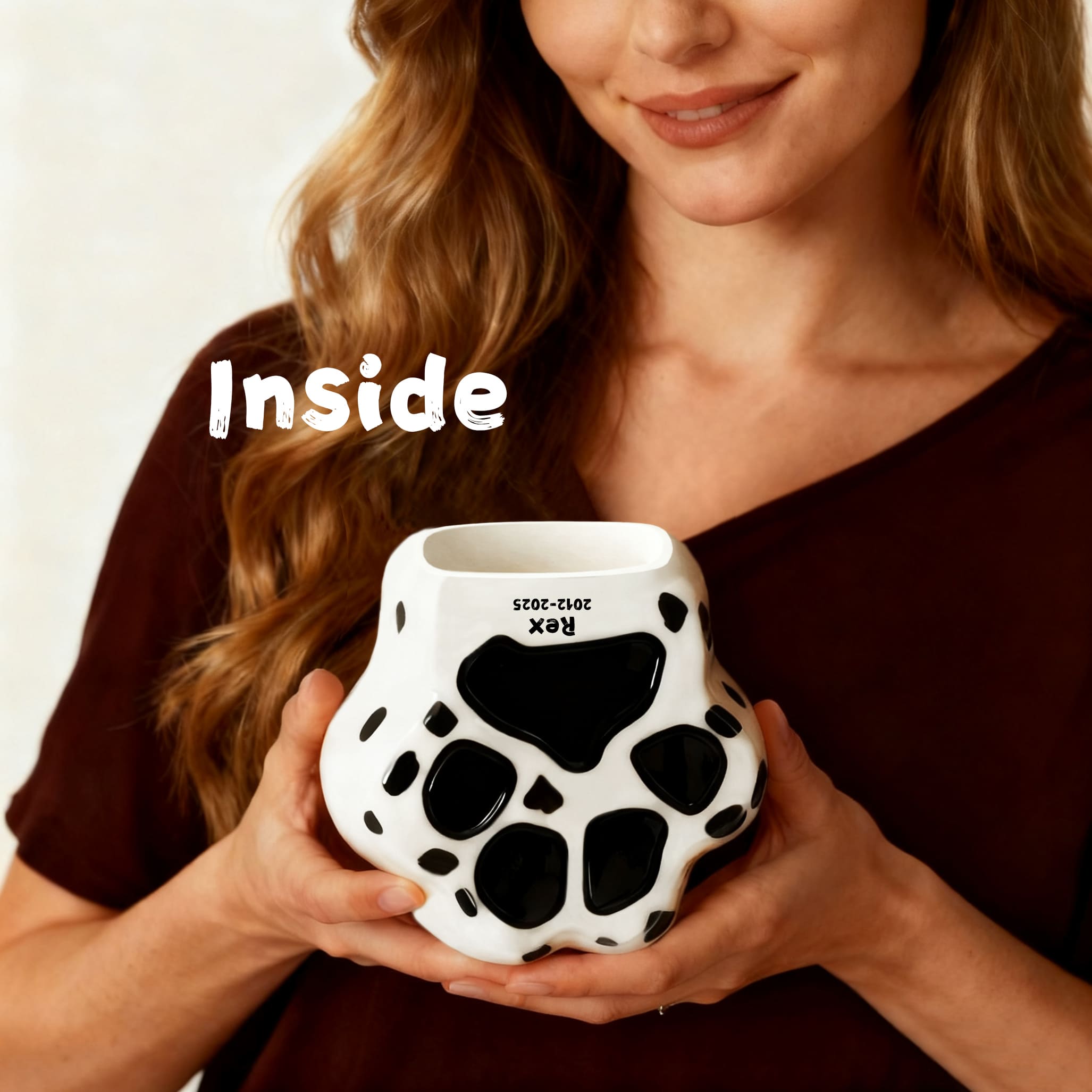 Ceramic Pet Urn-Minimal Dog Urn with Paw Print-PP04