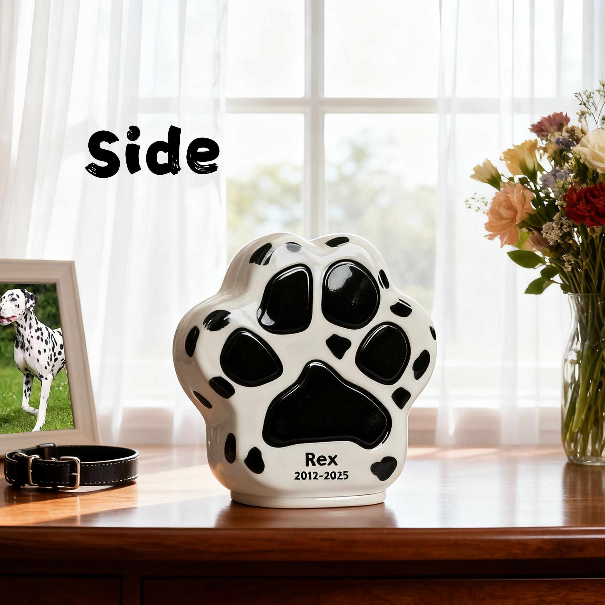 Ceramic Pet Urn-Minimal Dog Urn with Paw Print-PP04