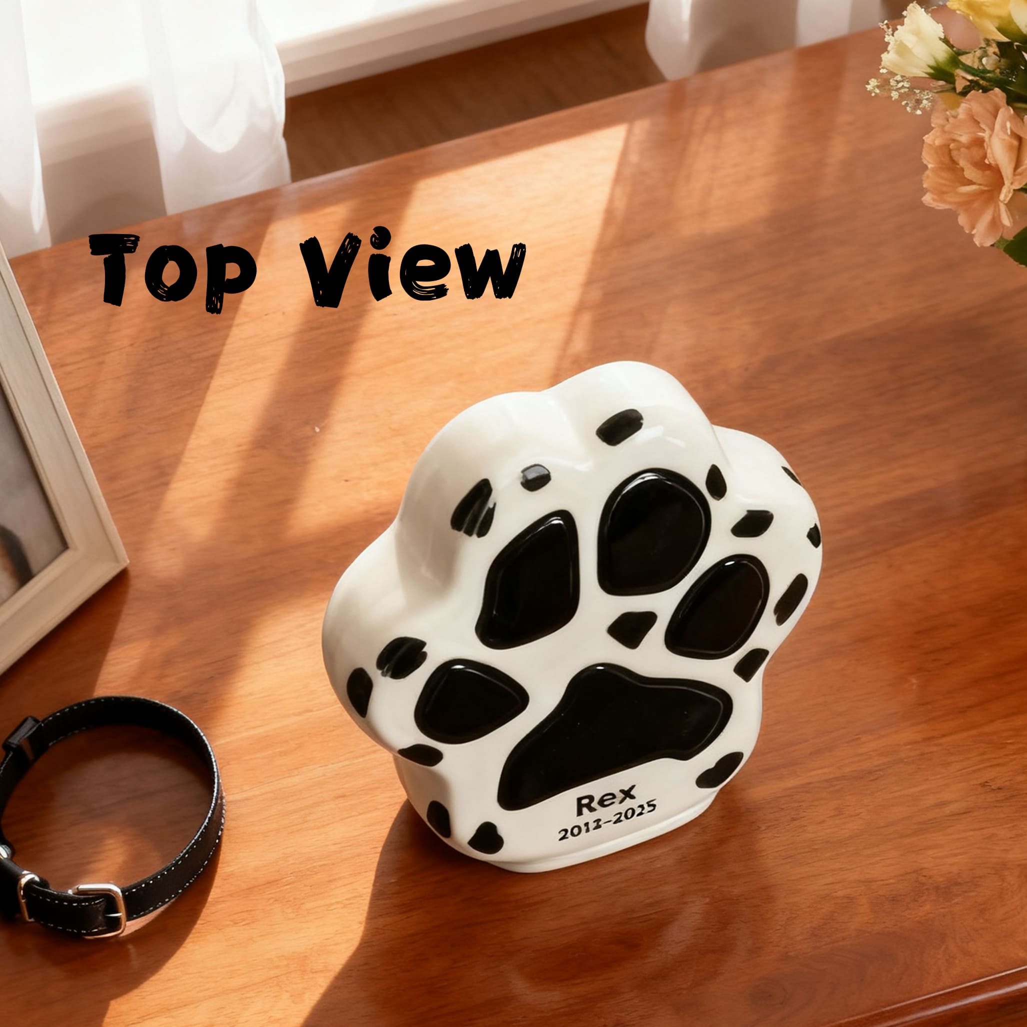 Ceramic Pet Urn-Minimal Dog Urn with Paw Print-PP04