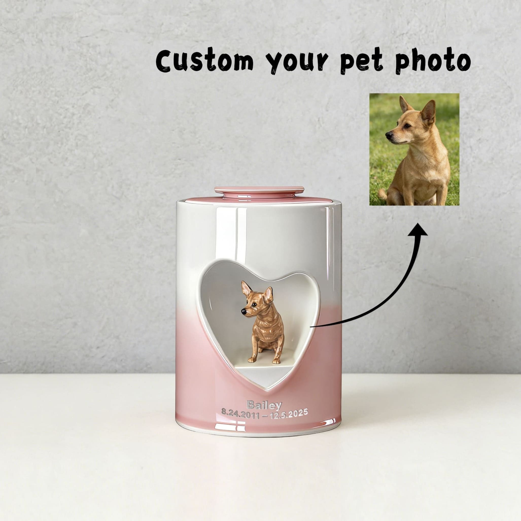 personalized pet urn heart