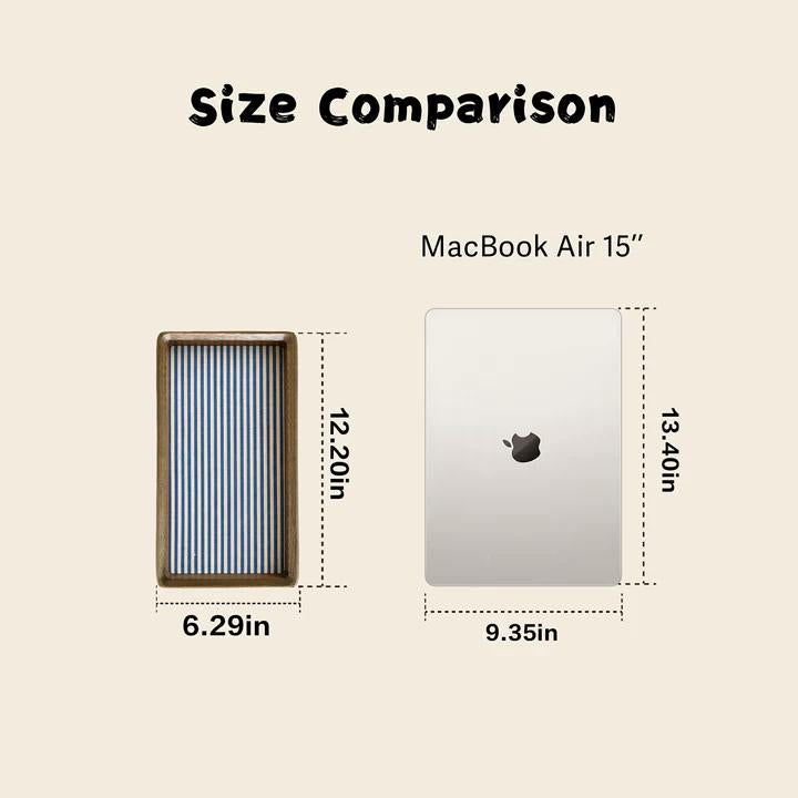 Size comparison of a pet memorial frame shown next to a laptop for scale