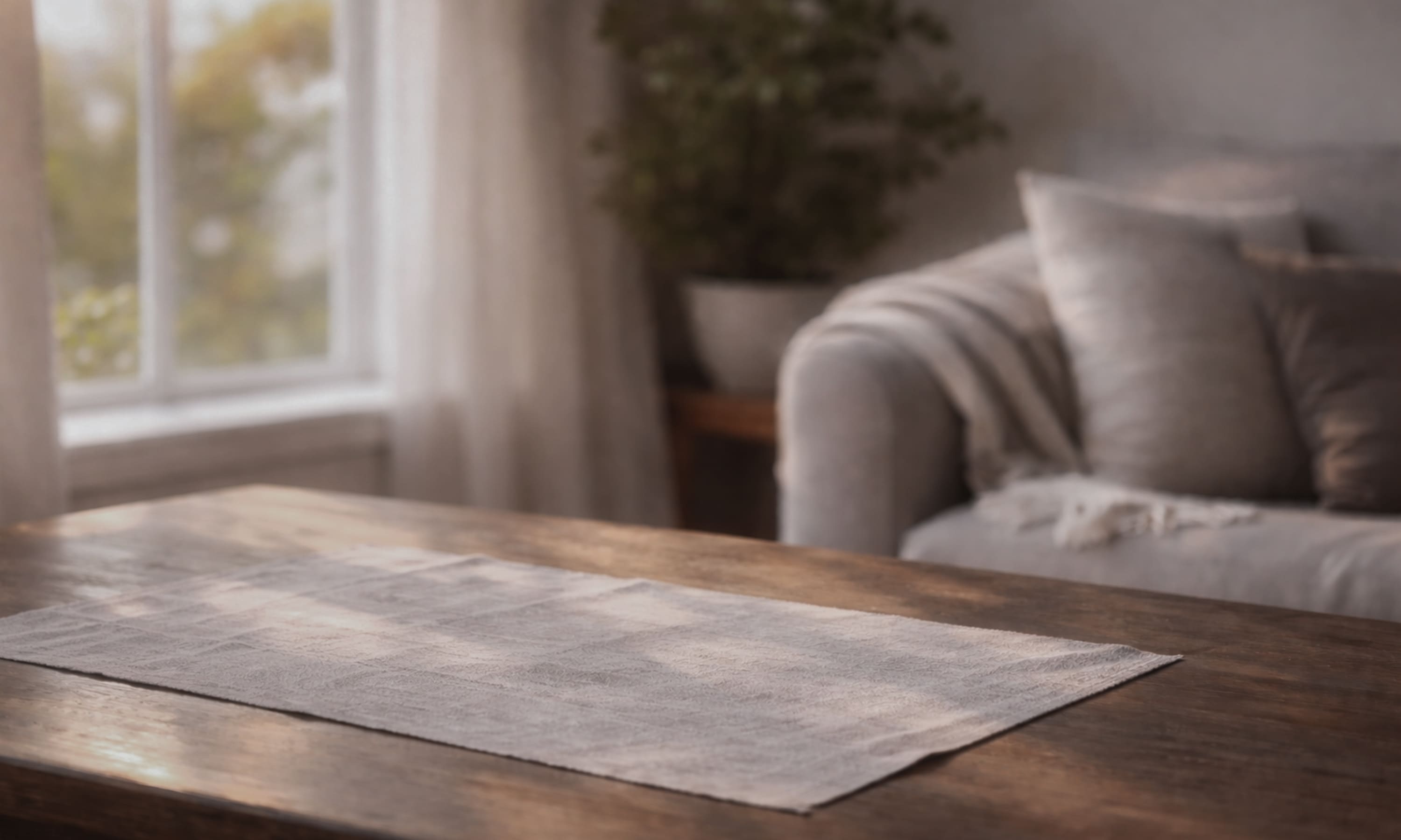 soft natural light in a cozy living room, showing a familiar home spot where a pet used to spend time