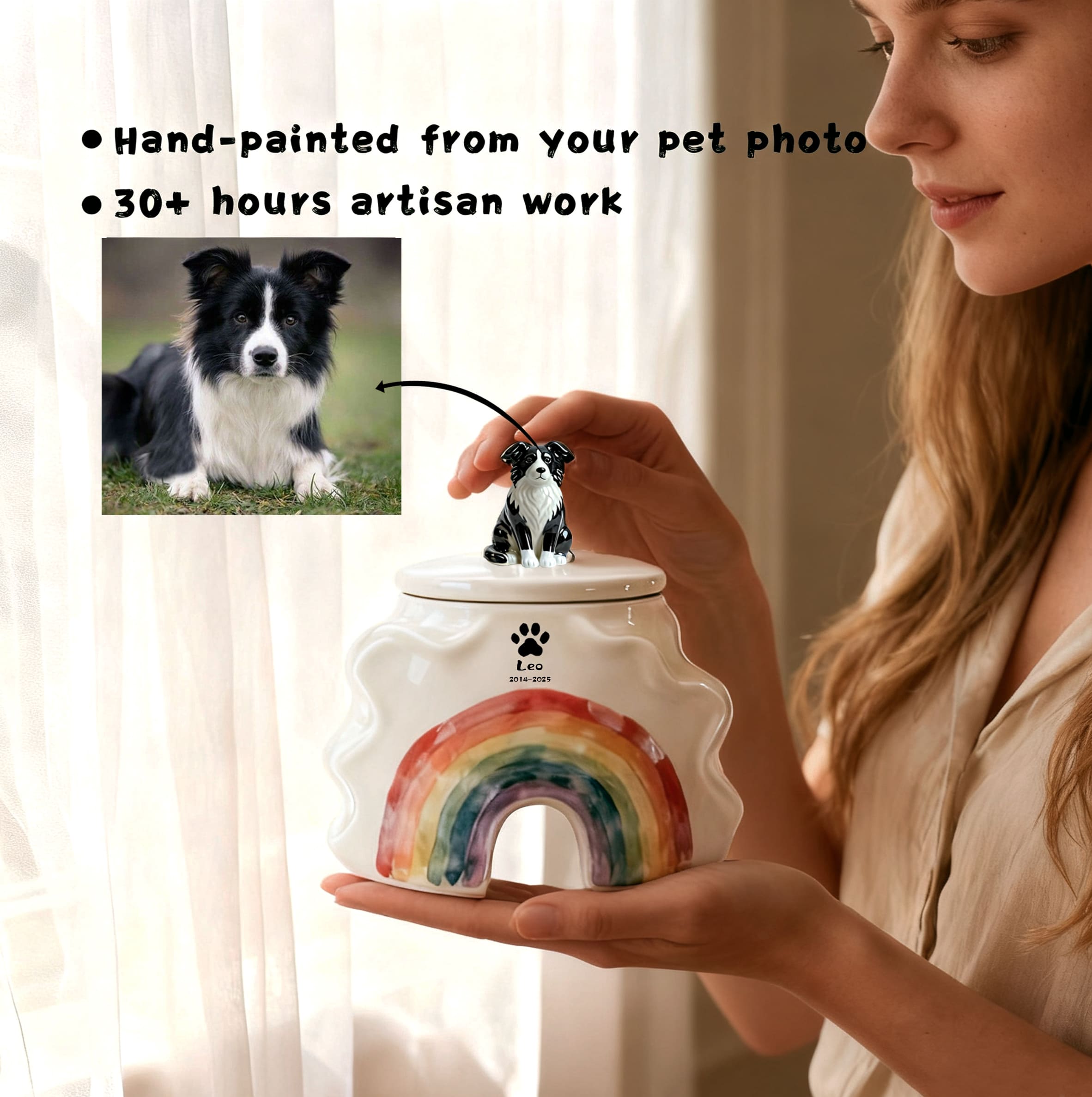 Ceramic Pet Urn Figurine for Dogs – Custom urn from Photo-RB08