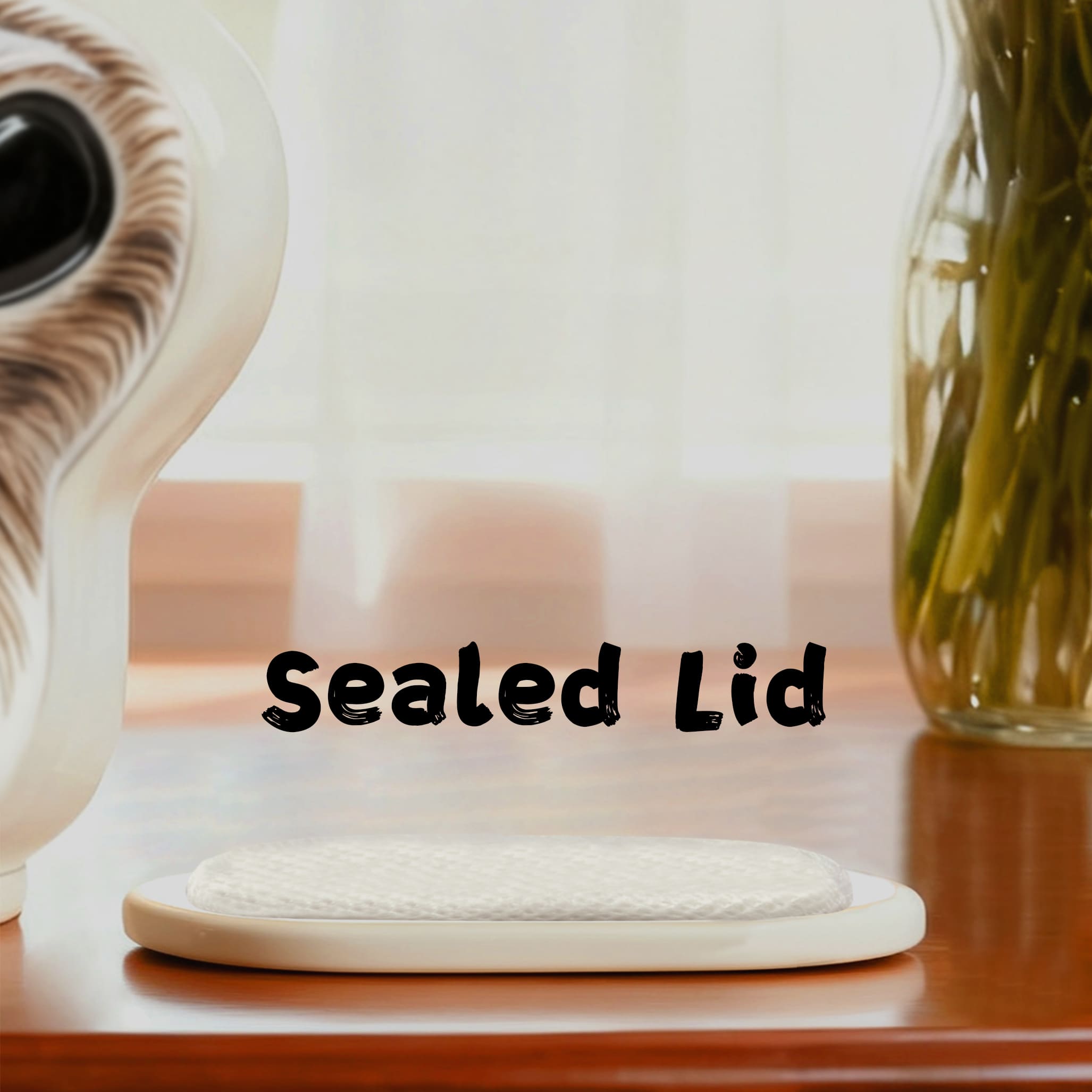 Ceramic cat urn sealed lid and top cover
