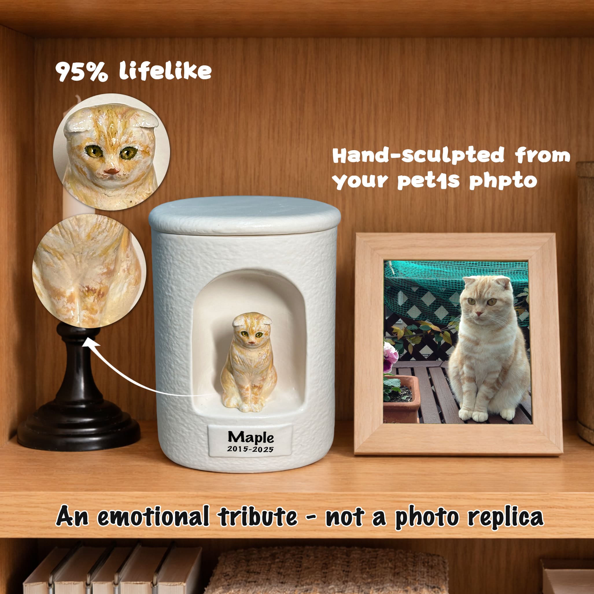 Personalized Cat Urn with Figurine-R01