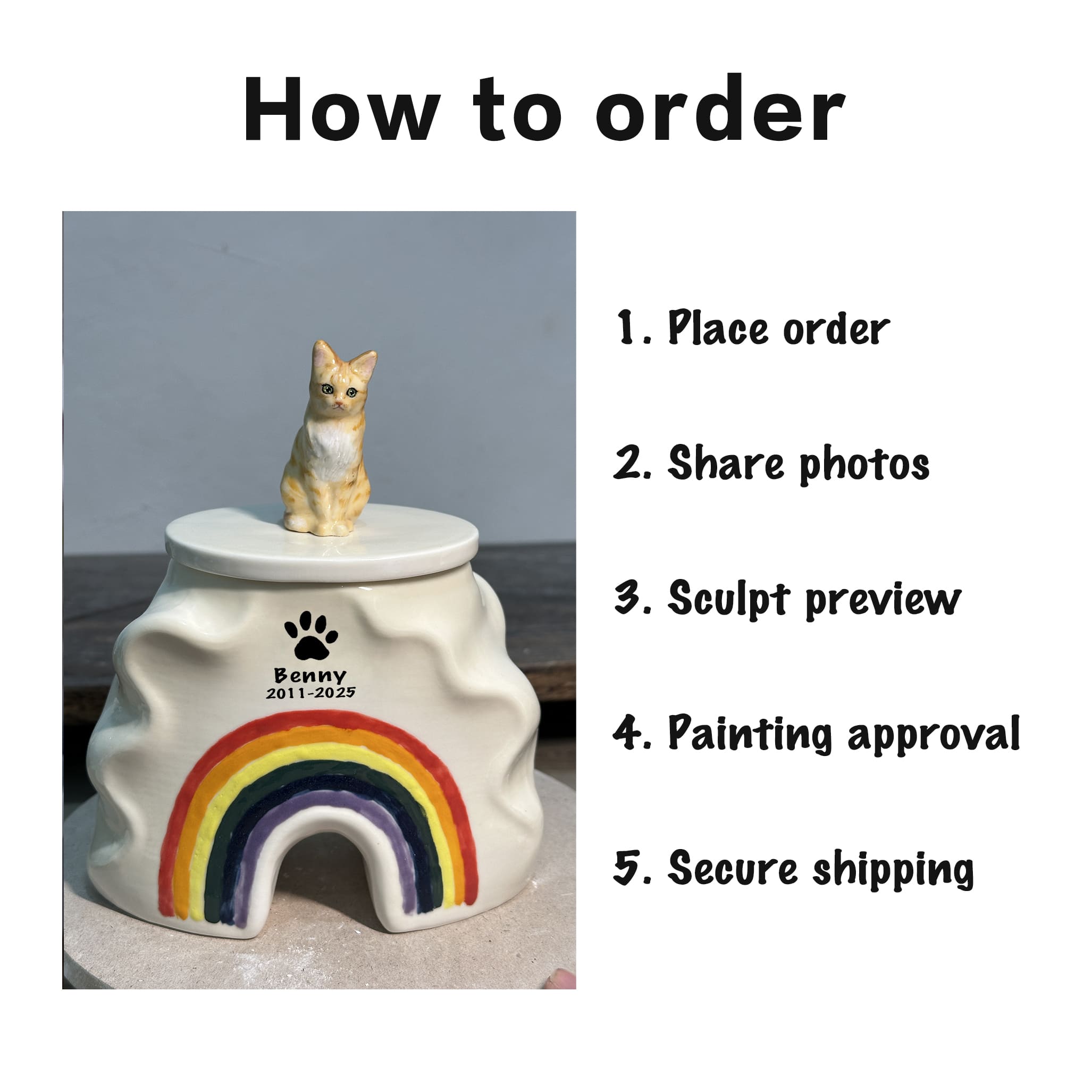 Pet Urn for Cat – Ceramic Cat Urn-RB02