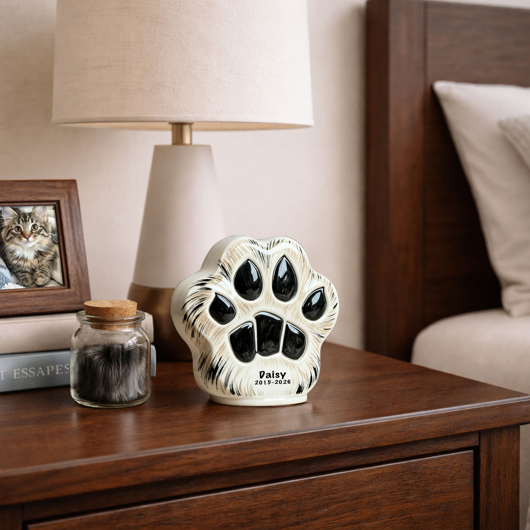 Ceramic Pet Urn-Minimal Dog Urn with Paw Print-PP04