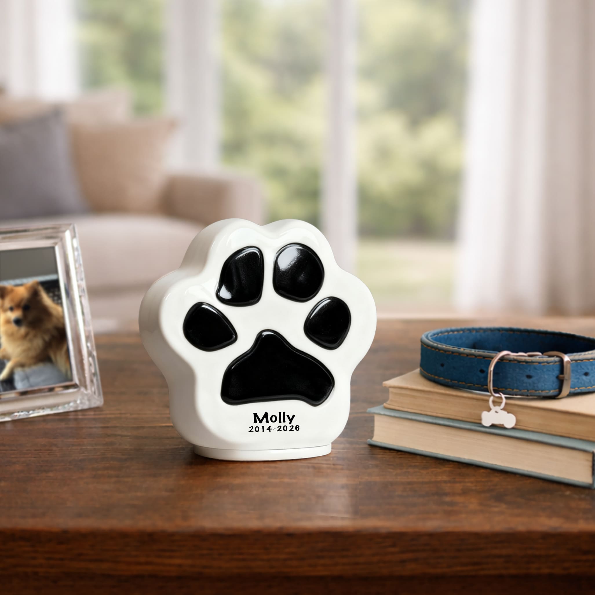 Personalized Dog Urn with Paw Print – Ceramic Pet Urn with Name-PP01