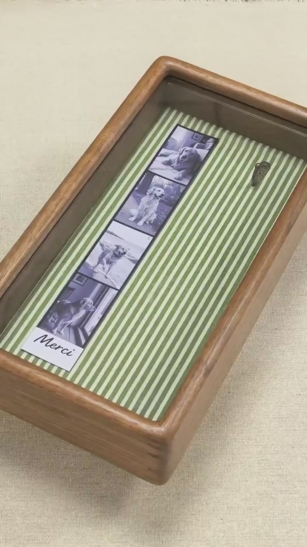 Pet collar memorial frame designed to hold a pet photo and the customer’s own keepsake collar